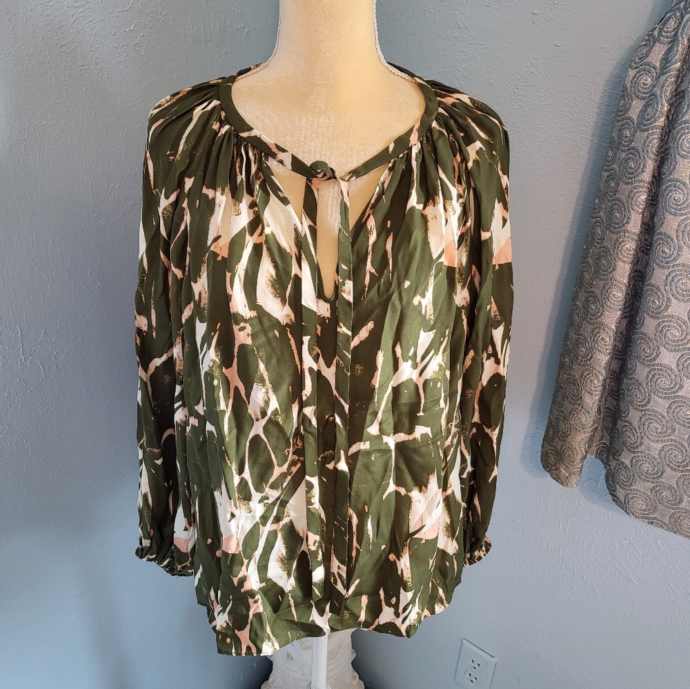 Marie Oliver abstract peasant silk blouse A3